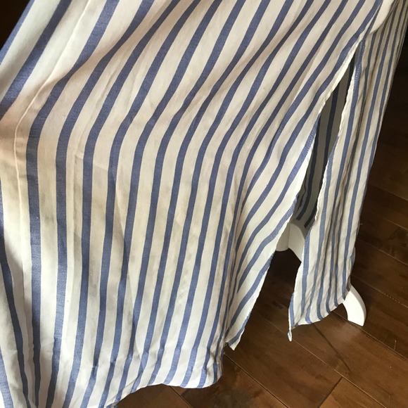 En Creme Dress Womens Medium Blue‎ White Striped Maxi Open Back - Picture 6 of 9